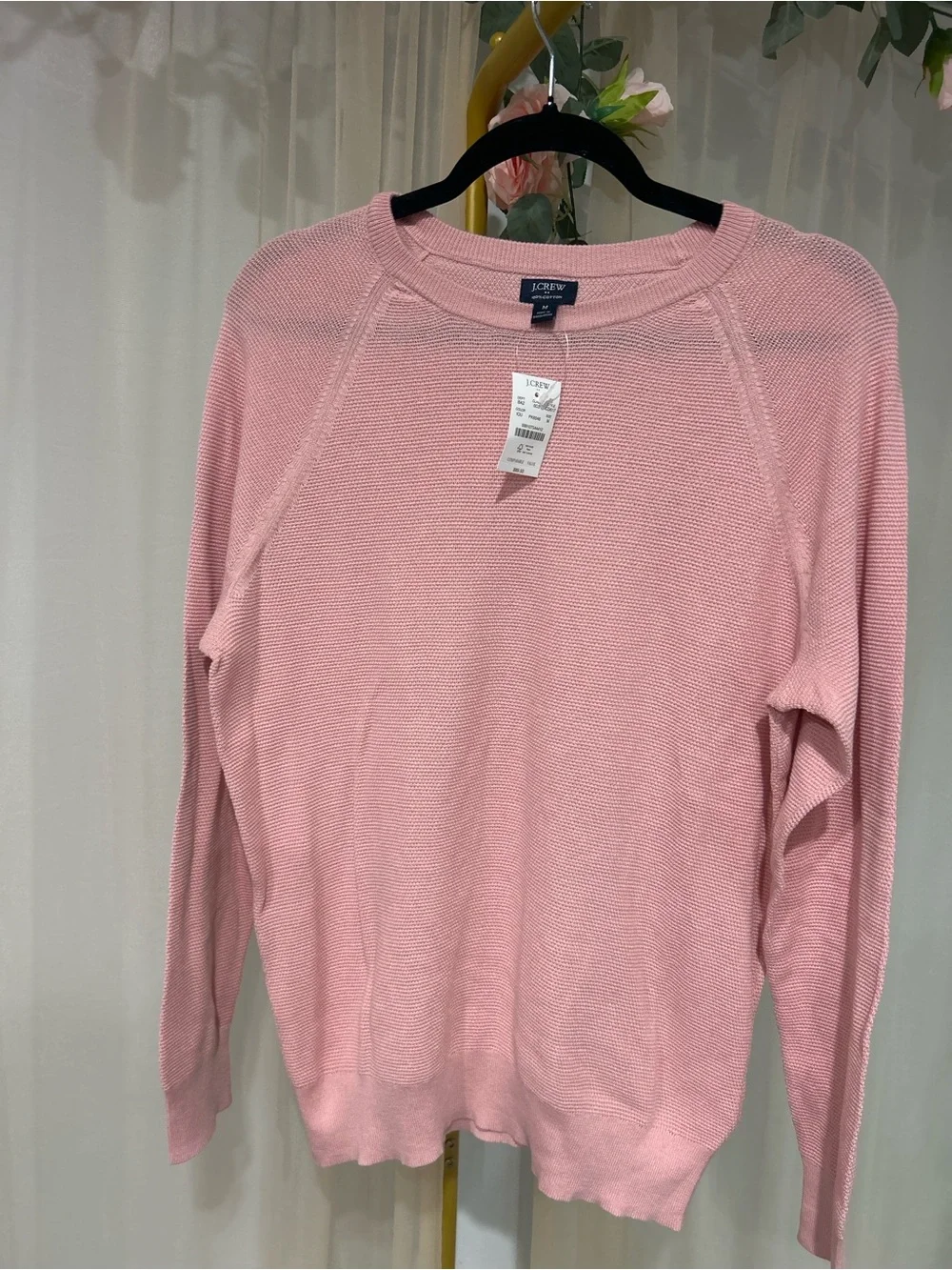 J.Crew 100% Cotton Textured Crewneck Sweater Pink NWT Size M